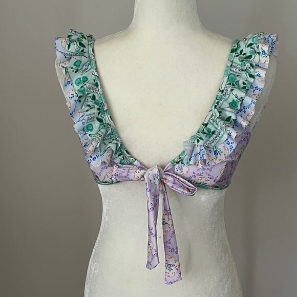 Fillyboo Tea Cup Ruffle Tie Front Bikini Top Medium NWOT - Picture 3 of 6